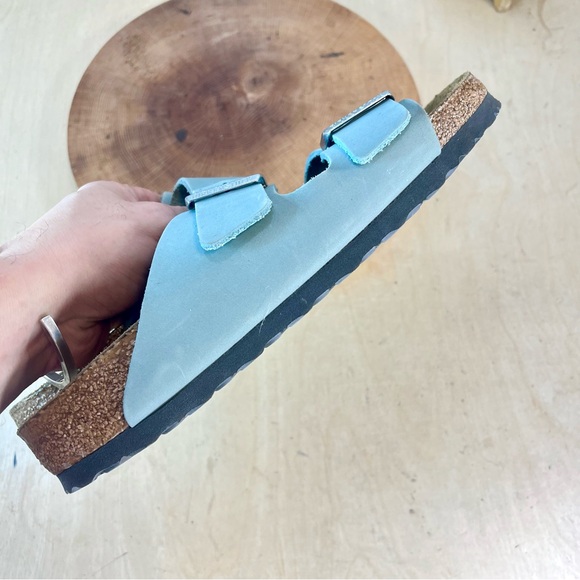 Birkenstock Arizona Nubuck Leather Sandals – Stone Blue, Soft Footbed Size 42N - Picture 9 of 16